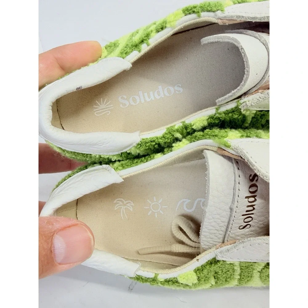 Soludos Ibiza Platform Sneakers Women's 8.5 Green Terry Swirl Leather